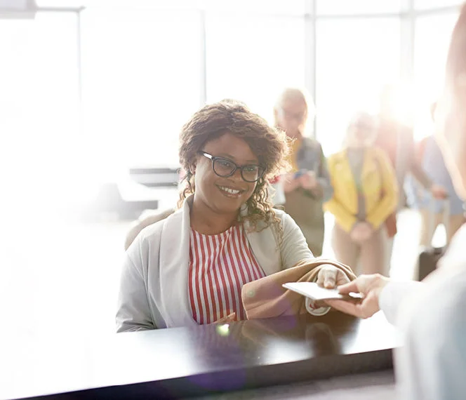 Woman at airport desk