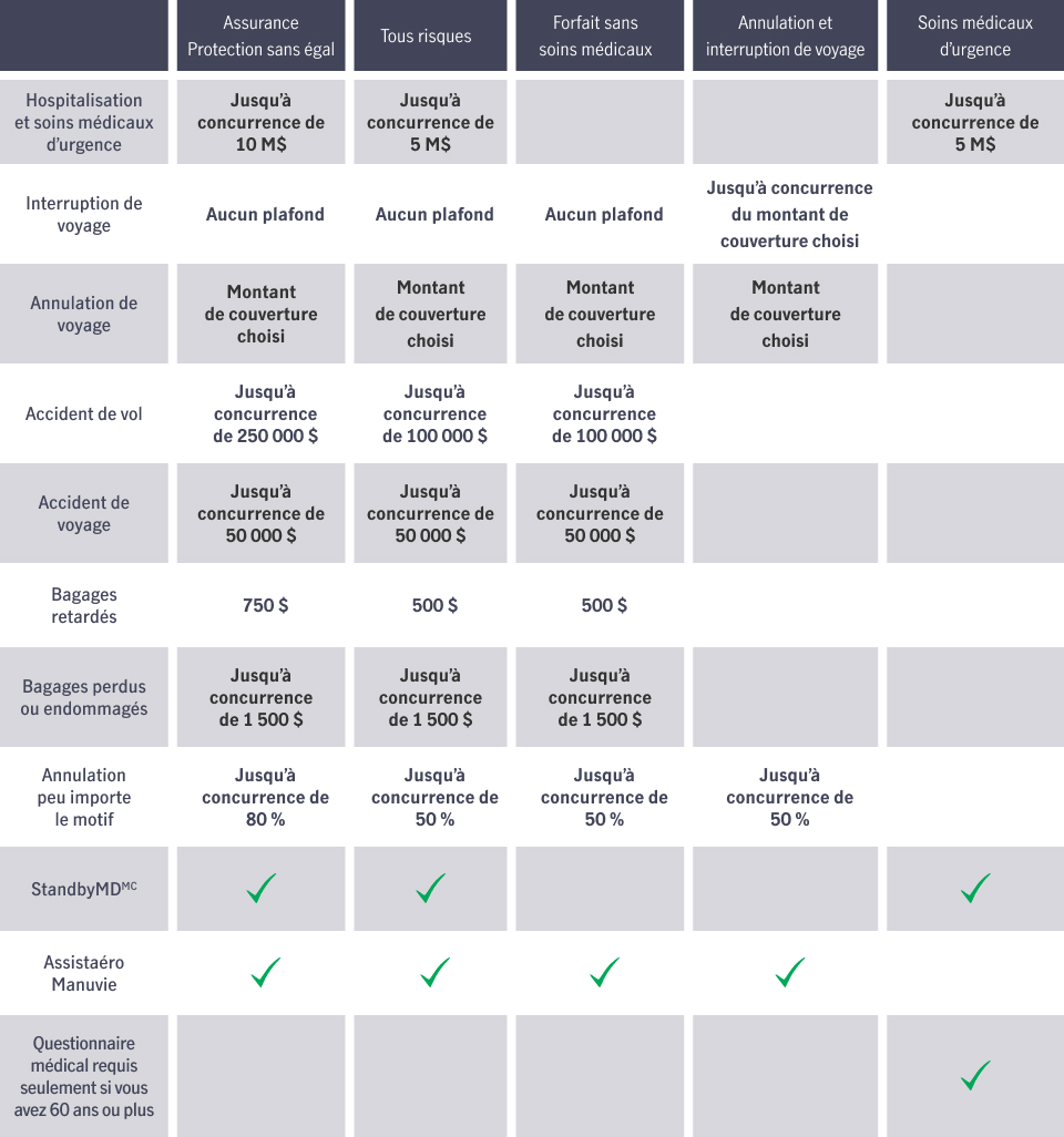 Options d’assurance voyage